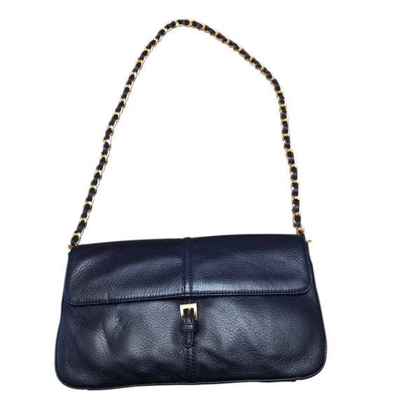 Preston & York Handbags - Preston & York Elegant Navy Blue Leather Shoulder Bag NWT